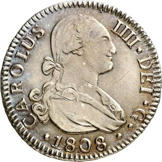 Аверс монеты - 2 реала 1808 года S CN - цена серебряной монеты - Испания, Карл IV