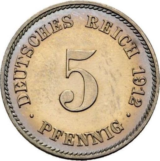 Аверс монеты - 5 пфеннигов 1912 года J "Тип 1890-1915" - цена  монеты - Германия, Германская Империя
