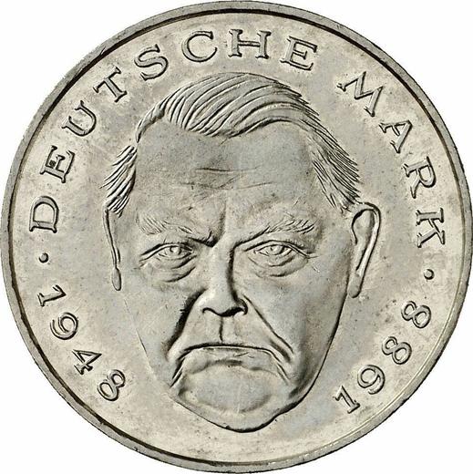 Obverse 2 Mark 1992 G "Ludwig Erhard" -  Coin Value - Germany, FRG