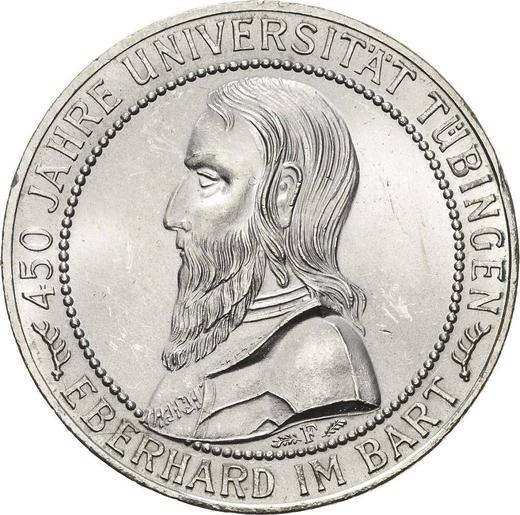 Реверс монеты - 5 рейхсмарок 1927 года F "Тюбингенский университет" - цена серебряной монеты - Германия, Bеймарская республика