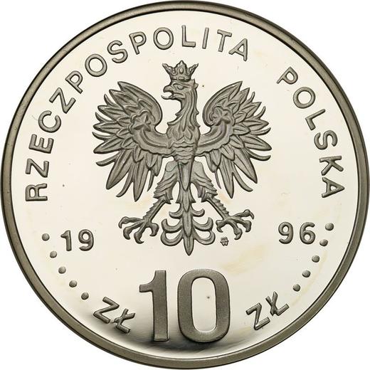 Аверс монеты - 10 злотых 1996 года MW ET "Сигизмунд II Август" Погрудный портрет - цена серебряной монеты - Польша, III Республика после деноминации