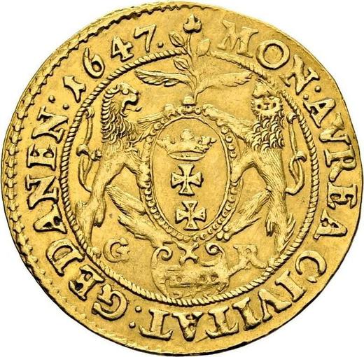 Reverso Ducado 1647 GR "Gdańsk" - valor de la moneda de oro - Polonia, Vladislao IV