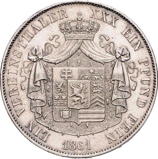 Реверс монеты - Талер 1861 года - цена серебряной монеты - Гессен-Гомбург, Фердинанд
