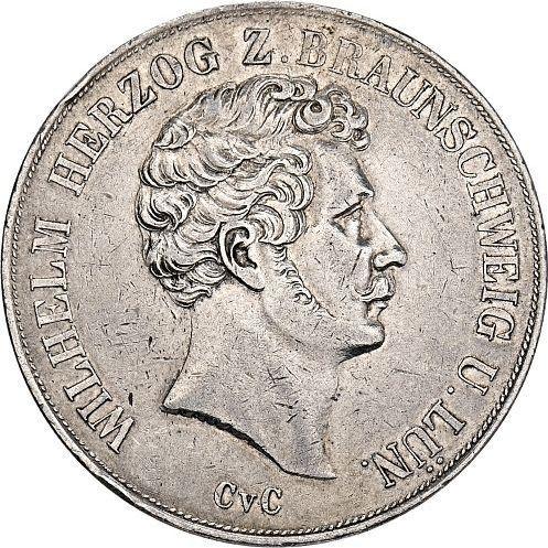 Avers Doppeltaler 1845 CvC - Silbermünze Wert - Braunschweig-Wolfenbüttel, Wilhelm
