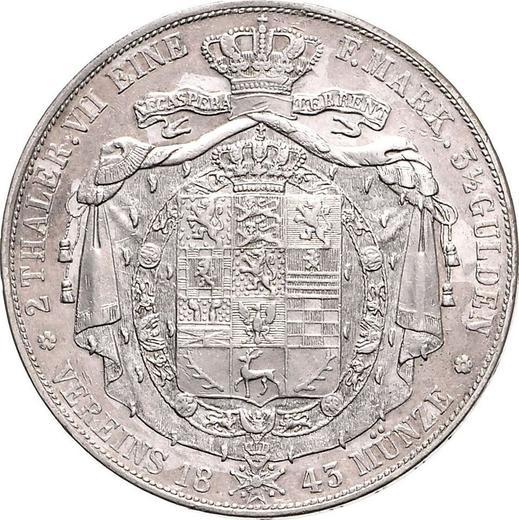 Reverso 2 táleros 1843 CvC - valor de la moneda de plata - Brunswick-Wolfenbüttel, Guillermo