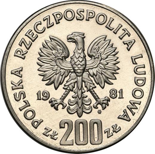 Аверс монеты - Пробные 200 злотых 1981 года MW "Владислав I Герман" Никель - цена  монеты - Польша, Народная Республика