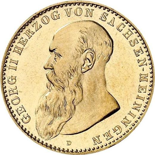 Аверс монеты - 10 марок 1902 года D "Саксен-Мейнинген" - цена золотой монеты - Германия, Германская Империя