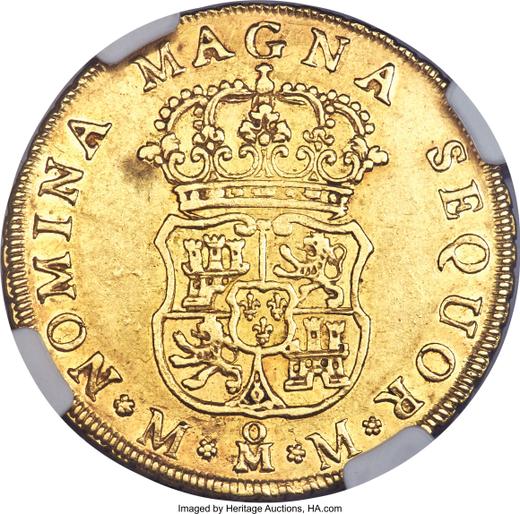 Реверс монеты - 4 эскудо 1758 года Mo MM - цена золотой монеты - Мексика, Фердинанд VI