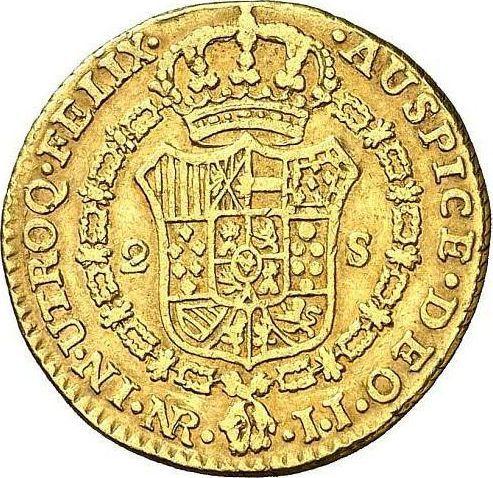 Реверс монеты - 2 эскудо 1800 года NR JJ - цена золотой монеты - Колумбия, Карл IV