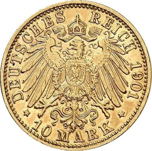 Реверс монеты - 10 марок 1901 года G "Баден" - цена золотой монеты - Германия, Германская Империя