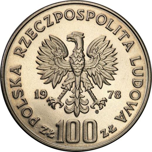 Аверс монеты - Пробные 100 злотых 1978 года MW "Бобр" Никель - цена  монеты - Польша, Народная Республика