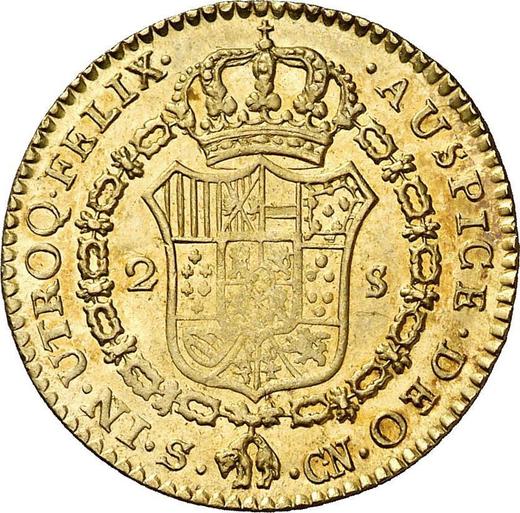 Реверс монеты - 2 эскудо 1808 года S CN - цена золотой монеты - Испания, Карл IV