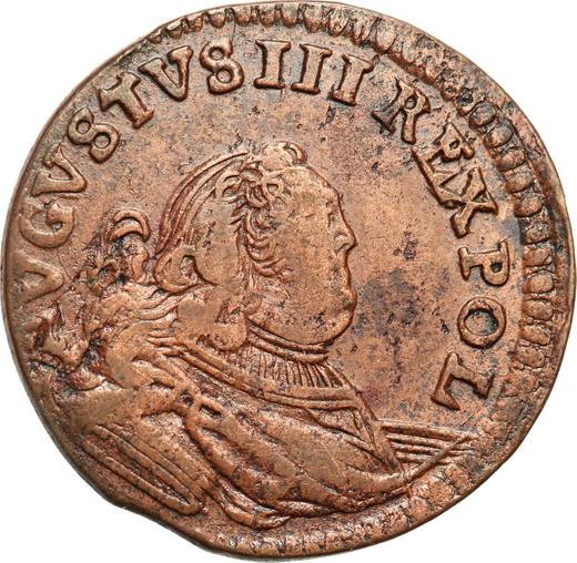Obverse 1 Grosz 1754 "Crown" Mark H -  Coin Value - Poland, Augustus III