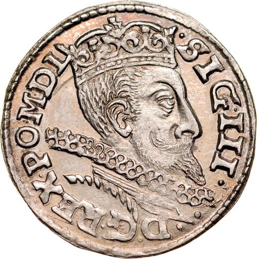Аверс монеты - Трояк (3 гроша) 1601 года F "Всховский монетный двор" - цена серебряной монеты - Польша, Сигизмунд III Ваза