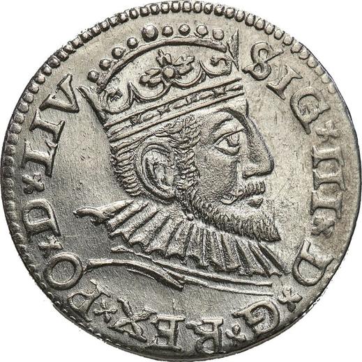 Аверс монеты - Трояк (3 гроша) 1593 года "Рига" - цена серебряной монеты - Польша, Сигизмунд III Ваза