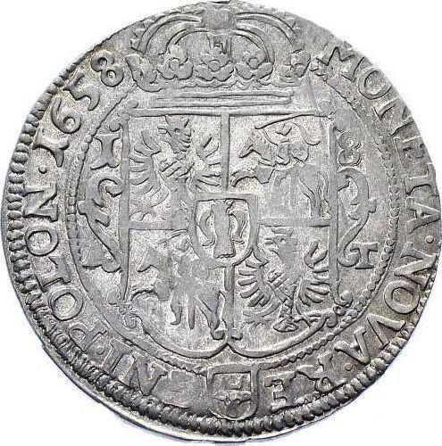 Rewers monety - Ort (18 groszy) 1658 AT "Prosta tarcza" - cena srebrnej monety - Polska, Jan II Kazimierz