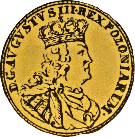 Аверс монеты - 5 талеров (1 августдор) 1753 года G "Коронные" - цена золотой монеты - Польша, Август III