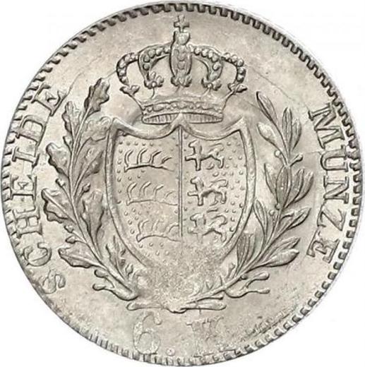 Реверс монеты - 6 крейцеров 1836 года - цена серебряной монеты - Вюртемберг, Вильгельм I