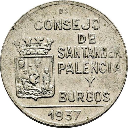 Awers monety - 1 peseta 1937 "Santander, Palencia i Burgos" - cena  monety - Hiszpania, II Rzeczpospolita