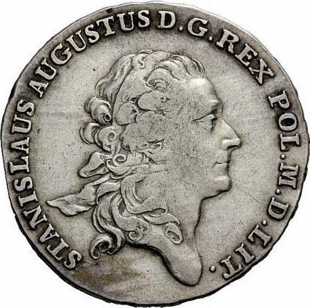 Аверс монеты - Полталера 1779 года EB "Лента в волосах" - цена серебряной монеты - Польша, Станислав II Август