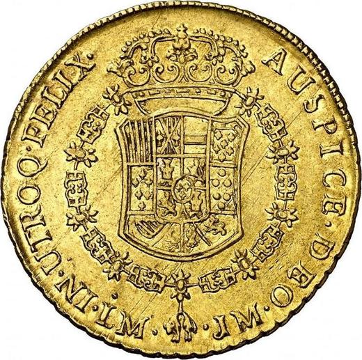 Revers 8 Escudos 1766 LM JM - Goldmünze Wert - Peru, Karl III