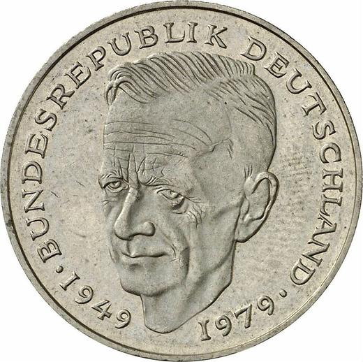 Аверс монеты - 2 марки 1989 года D "Курт Шумахер" - цена  монеты - Германия, ФРГ