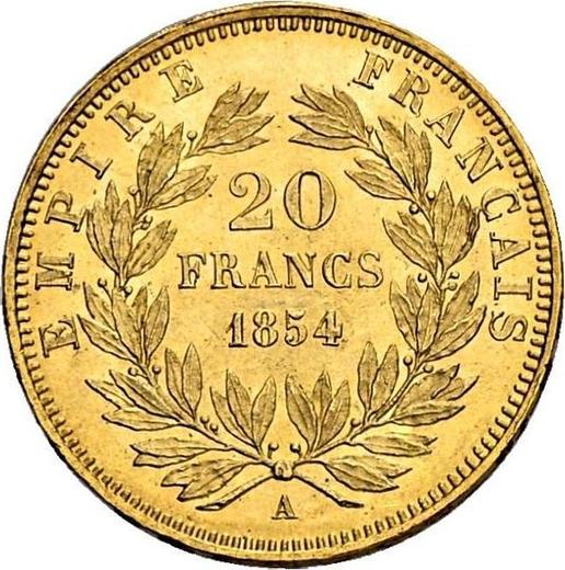 Reverse 20 Francs 1854 A "Type 1853-1860" Paris - France, Napoleon III