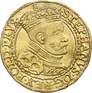 Аверс монеты - Дукат 1585 года "Гданьск" - цена золотой монеты - Польша, Стефан Баторий