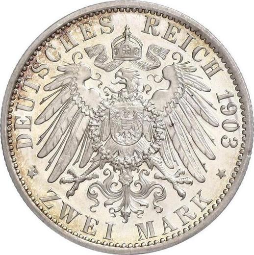 Reverso 2 marcos 1903 A "Sajonia-Weimar-Eisenach" Boda - valor de la moneda de plata - Alemania, Imperio alemán