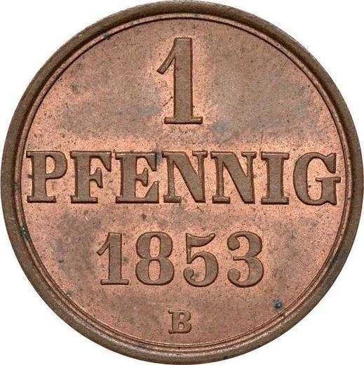 Реверс монеты - 1 пфенниг 1853 года B - цена  монеты - Ганновер, Георг V
