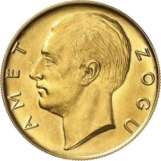 Аверс монеты - 100 франга ари 1927 года R Без звезд - цена золотой монеты - Албания, Ахмет Зогу