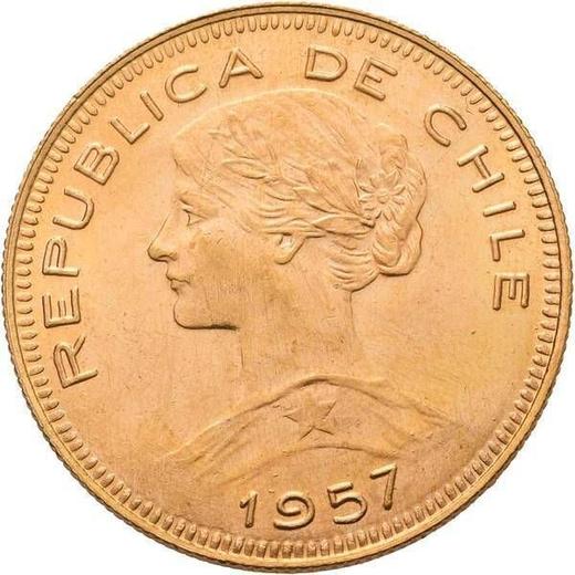 Аверс монеты - 100 песо 1957 года So - цена золотой монеты - Чили, Республика