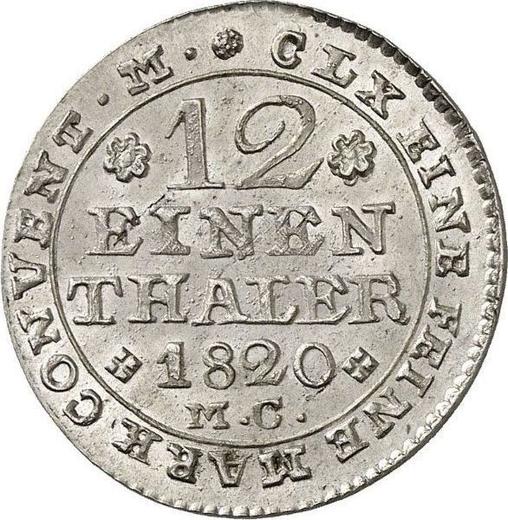 Reverso 1/12 tálero 1820 MC - valor de la moneda de plata - Brunswick-Wolfenbüttel, Carlos II