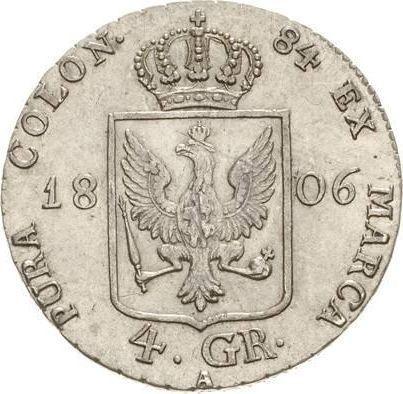 Rewers monety - 4 groszy 1806 A "Śląsk" - cena srebrnej monety - Prusy, Fryderyk Wilhelm III
