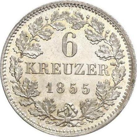 Реверс монеты - 6 крейцеров 1855 года - цена серебряной монеты - Бавария, Максимилиан II