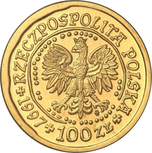 Anverso 100 eslotis 1997 MW NR "Pigargo europeo" - valor de la moneda de oro - Polonia, República moderna