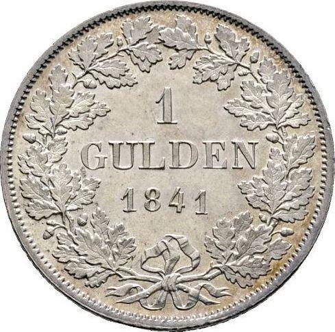 Реверс монеты - 1 гульден 1841 года - цена серебряной монеты - Баден, Леопольд
