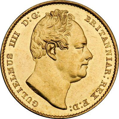 Аверс монеты - Соверен 1837 года WW - цена золотой монеты - Великобритания, Вильгельм IV
