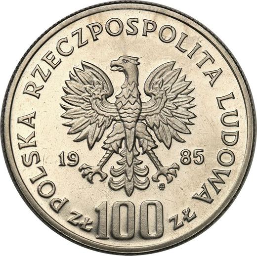 Reverso Pruebas 100 eslotis 1985 MW TT "Centro de Salud de la Madre" Níquel - valor de la moneda  - Polonia, República Popular
