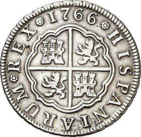 Реверс монеты - 2 реала 1766 года M PJ - цена серебряной монеты - Испания, Карл III