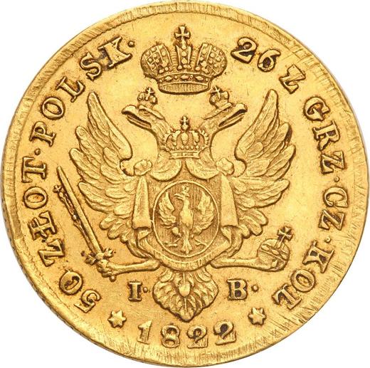 Rewers monety - 50 złotych 1822 IB "Małą głową" - cena złotej monety - Polska, Królestwo Kongresowe