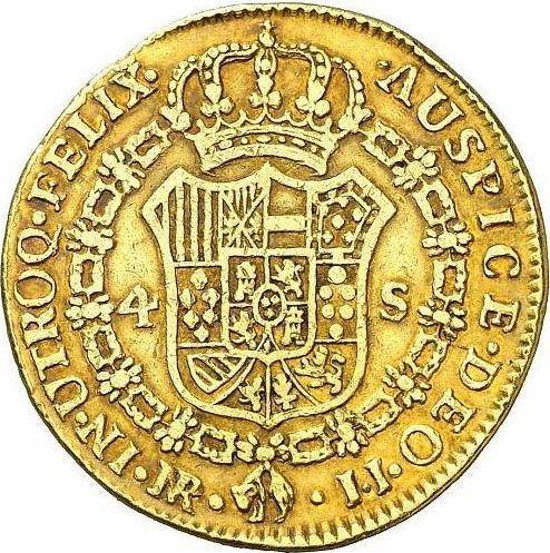 Реверс монеты - 4 эскудо 1792 года NR JJ - цена золотой монеты - Колумбия, Карл IV