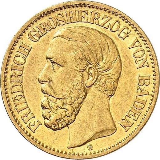 Аверс монеты - 10 марок 1897 года G "Баден" - цена золотой монеты - Германия, Германская Империя