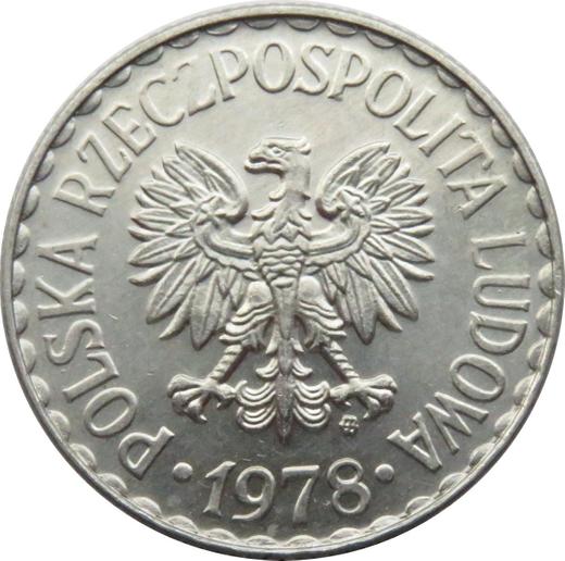 Аверс монеты - 1 злотый 1978 года MW - цена  монеты - Польша, Народная Республика