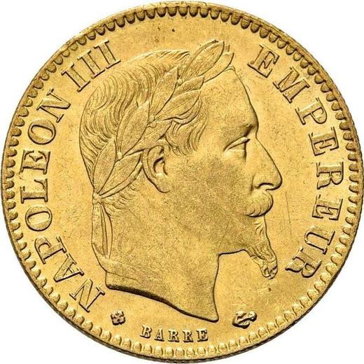 Аверс монеты - 10 франков 1867 года BB "Тип 1861-1868" Страсбург - цена золотой монеты - Франция, Наполеон III