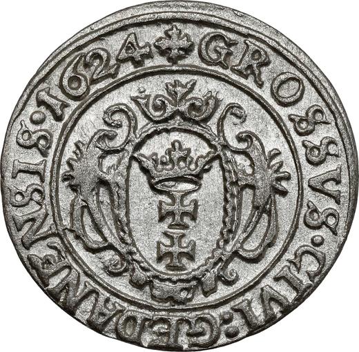 Реверс монеты - 1 грош 1624 года "Гданьск" - цена серебряной монеты - Польша, Сигизмунд III Ваза