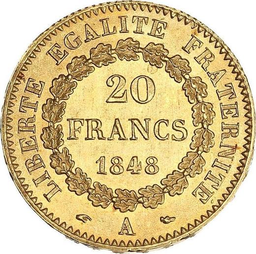 Reverse 20 Francs 1848 A "Type 1848-1849" - France, Second Republic