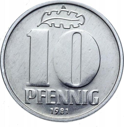 Аверс монеты - 10 пфеннигов 1981 года A - цена  монеты - Германия, ГДР