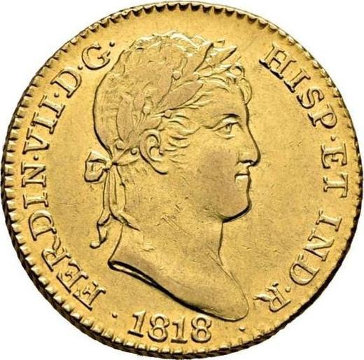 Obverse 2 Escudos 1818 M GJ - Spain, Ferdinand VII