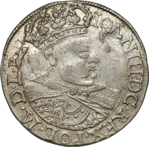 Anverso Szostak (6 groszy) 1682 "Retrato con corona" - valor de la moneda de plata - Polonia, Juan III Sobieski